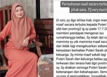 “Maafkan Saya” – Netizen Fitnah Puteri Sarah Tampil Buat Permohonan Maaf Terbuka