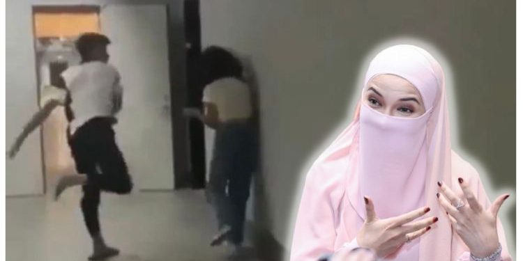 [V] Aksi Pemuda Dayus Sepak Terajang Gadis Buat Neelofa Geram, Hati Netizen Panas