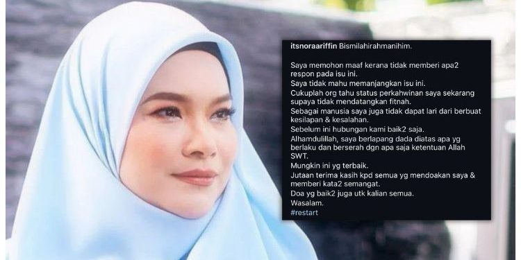 Nora Ariffin Mohon Maaf, Enggan Panjangkan Isu Perceraian